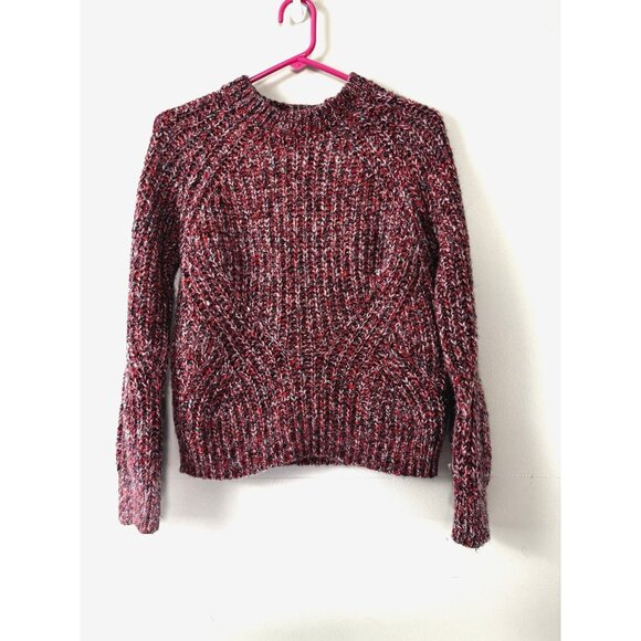 Esprit Womens XS Marled Chunky Knit Sweater Y2K 90s Retro Vibes Red Purple Cozy - Picture 1 of 5
